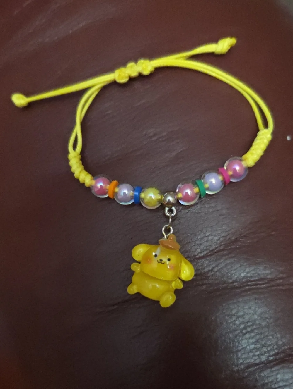 Hello Kitty Pink & Yellow Beaded Charm Bracelet Set